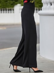 Sosandar Black High Waisted Wide Leg Trousers - Image 3 of 5