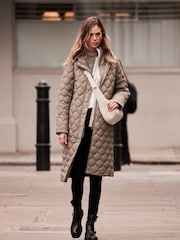 Mint Velvet Green Double Layer Quilted Parka - Image 1 of 4