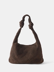 Mint Velvet Brown Suede Hobo Knot Detail Bag - Image 1 of 4