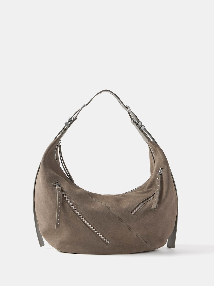 Mint Velvet Cream Suede Shoulder Bag - Image 1 of 4