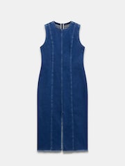 Mint Velvet Blue Sleeveless Denim Midi Dress - Image 3 of 4