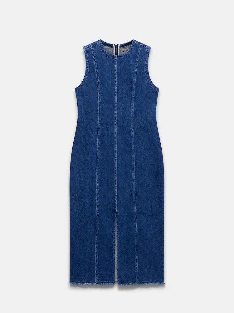 Mint Velvet Blue Sleeveless Denim Midi Dress - Image 3 of 4