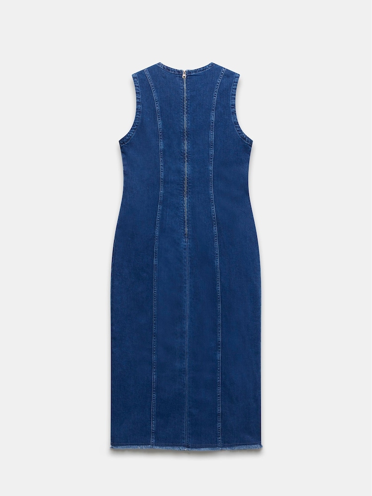 Mint Velvet Blue Sleeveless Denim Midi Dress - Image 4 of 4