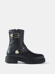 Mint Velvet Black Leather Biker Boots - Image 1 of 4