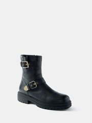 Mint Velvet Black Leather Biker Boots - Image 2 of 4