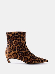Mint Velvet Animal Leopard Print Leather Textured Ankle Boots - Image 1 of 4