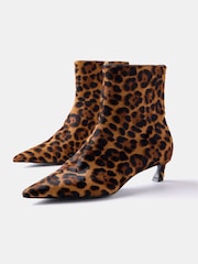 Mint Velvet Animal Leopard Print Leather Textured Ankle Boots - Image 3 of 4