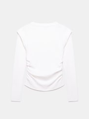 Mint Velvet White Extended Shoulder Crew Neck Long Sleeve Top - Image 2 of 3