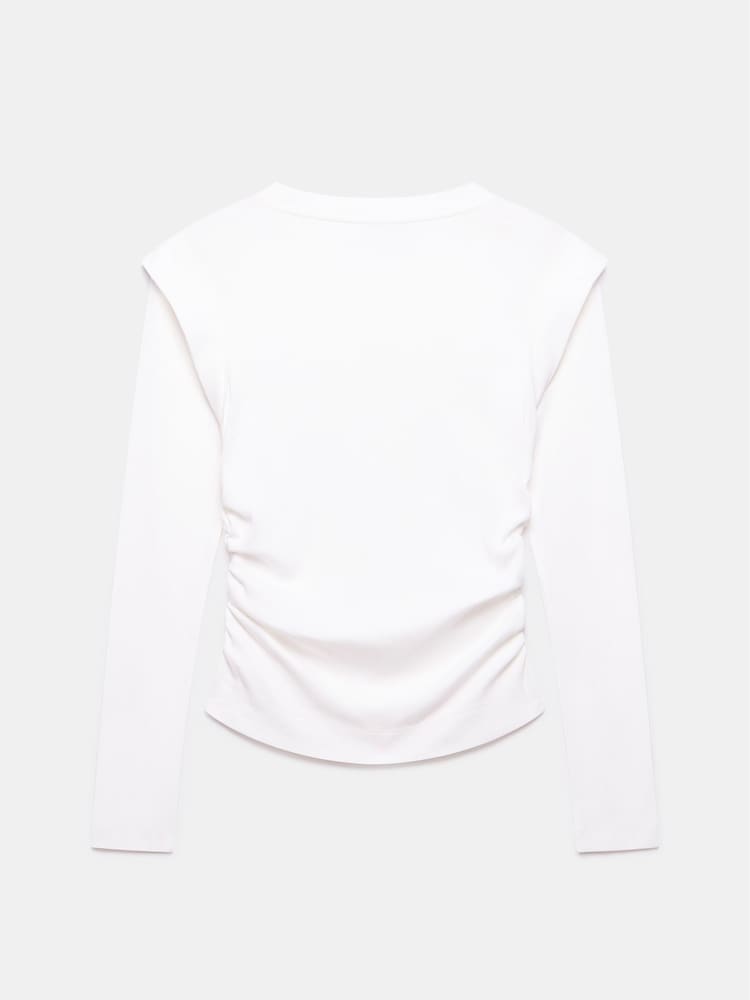 Mint Velvet White Extended Shoulder Crew Neck Long Sleeve Top - Image 2 of 3