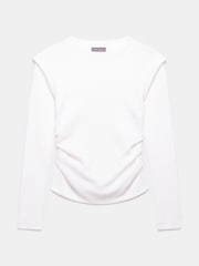 Mint Velvet White Extended Shoulder Crew Neck Long Sleeve Top - Image 3 of 3