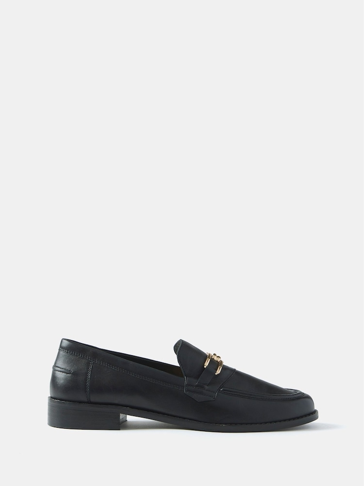 Mint Velvet Black Leather Classic Loafers - Image 1 of 2 Mint Velvet Black Leather Classic Loafers - Image 1 of 2