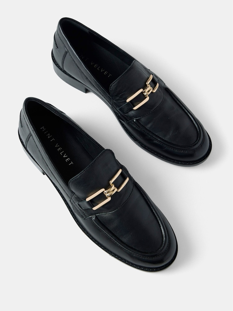 Mint Velvet Black Leather Classic Loafers - Image 2 of 2 Mint Velvet Black Leather Classic Loafers - Image 2 of 2