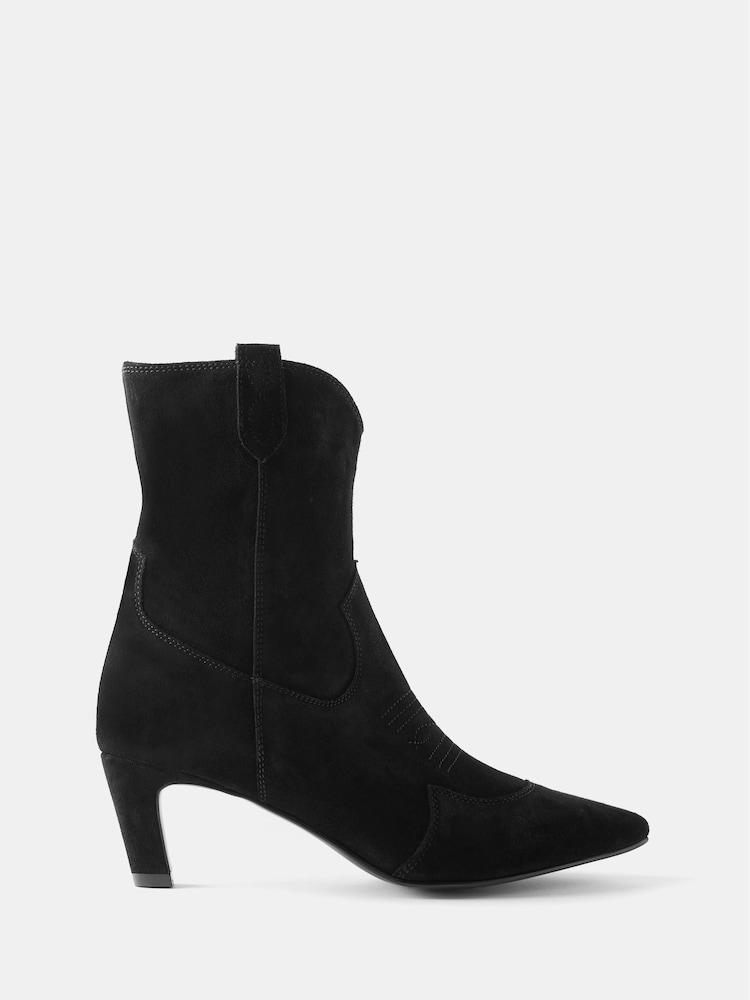 Mint Velvet Black Suede Western Ankle Boots - Image 1 of 4