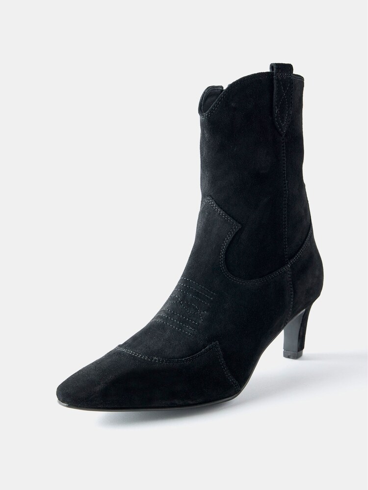 Mint Velvet Black Suede Western Ankle Boots - Image 2 of 4