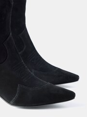 Mint Velvet Black Suede Western Ankle Boots - Image 4 of 4
