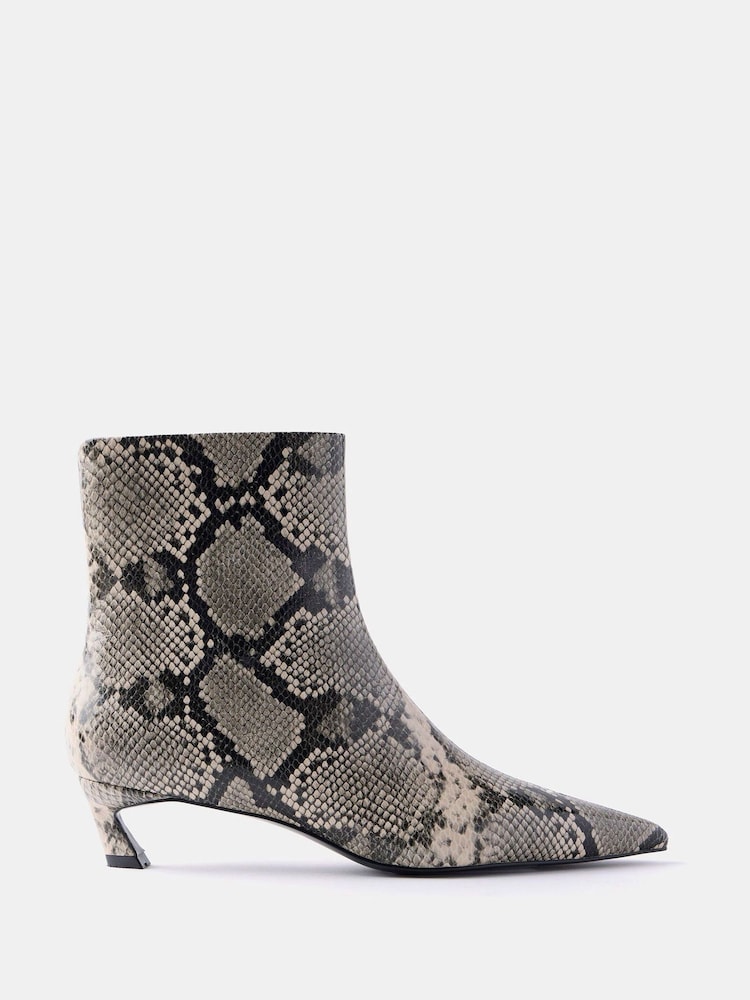 Mint Velvet Animal Leather Snake Print Ankle Boots - Image 1 of 4