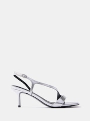 Mint Velvet Silver Leather Strap Heels - Image 1 of 4