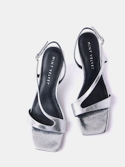 Mint Velvet Silver Leather Strap Heels - Image 2 of 4