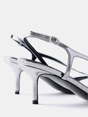 Mint Velvet Silver Leather Strap Heels - Image 3 of 4