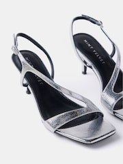 Mint Velvet Silver Leather Strap Heels - Image 4 of 4