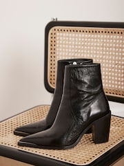 Mint Velvet Black Leather Ankle Boots - Image 2 of 7