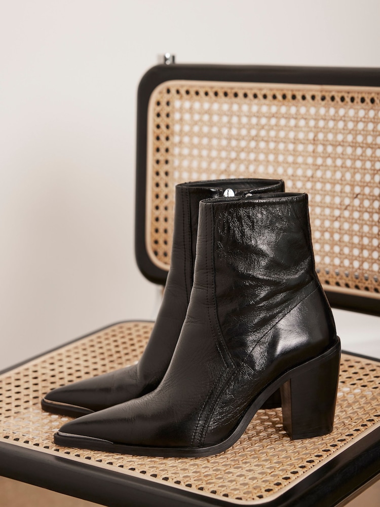 Mint Velvet Black Leather Ankle Boots - Image 2 of 7