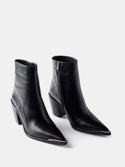 Mint Velvet Black Leather Ankle Boots - Image 4 of 7