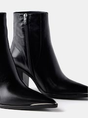 Mint Velvet Black Leather Ankle Boots - Image 5 of 7