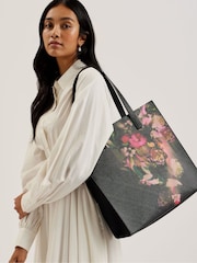 Ted Baker Black Saliine Printed Floral Large Icon Bag - Image 4 of 4