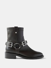 Mint Velvet Brown Leather Biker Boots - Image 1 of 5