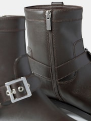 Mint Velvet Brown Leather Biker Boots - Image 4 of 5