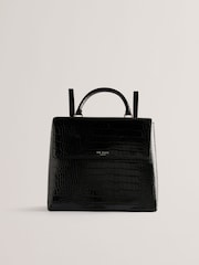 Ted Baker Black Aaliya Croc Effect Backpack - Image 2 of 5