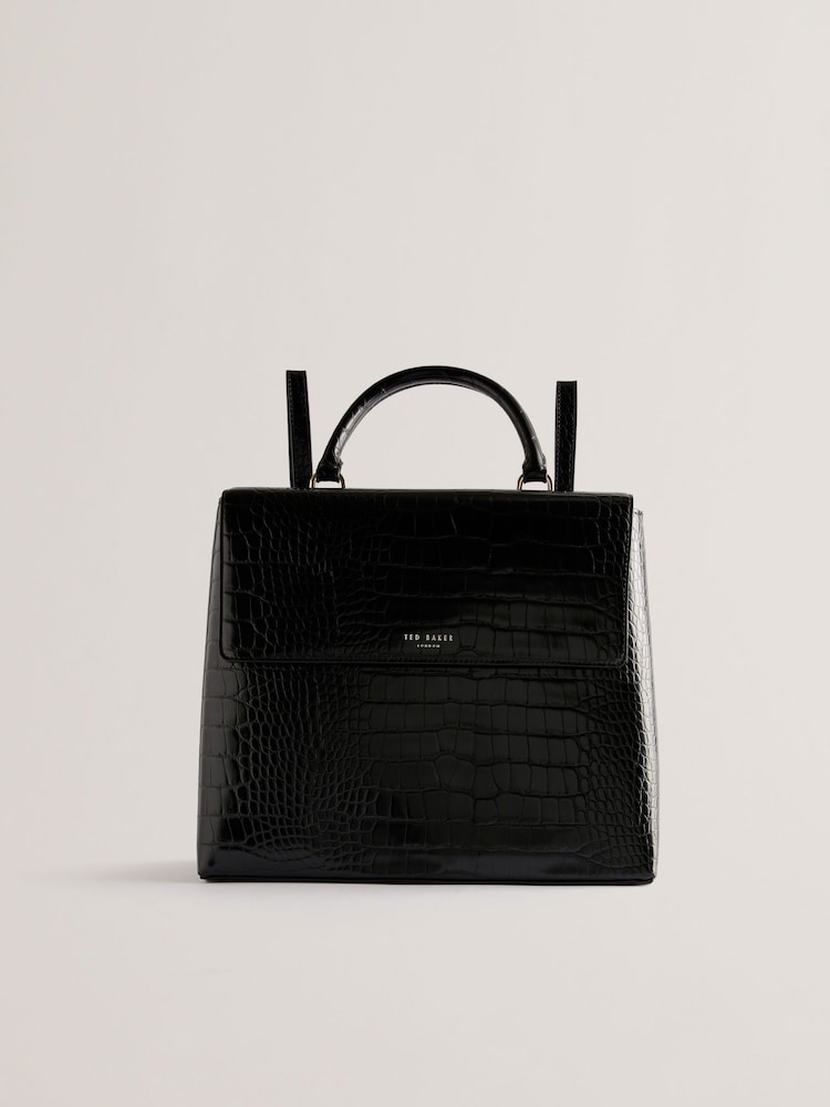 Ted Baker Black Aaliya Croc Effect Backpack - Image 2 of 5
