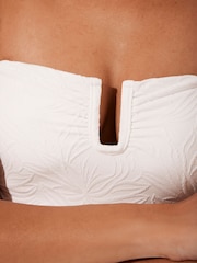Mint Velvet White Textured Floral Bandeau Tummy Control Swimsuit - Image 6 of 7