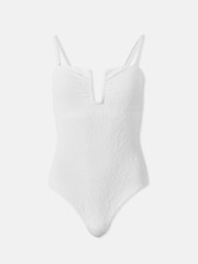 Mint Velvet White Textured Floral Bandeau Tummy Control Swimsuit - Image 7 of 7