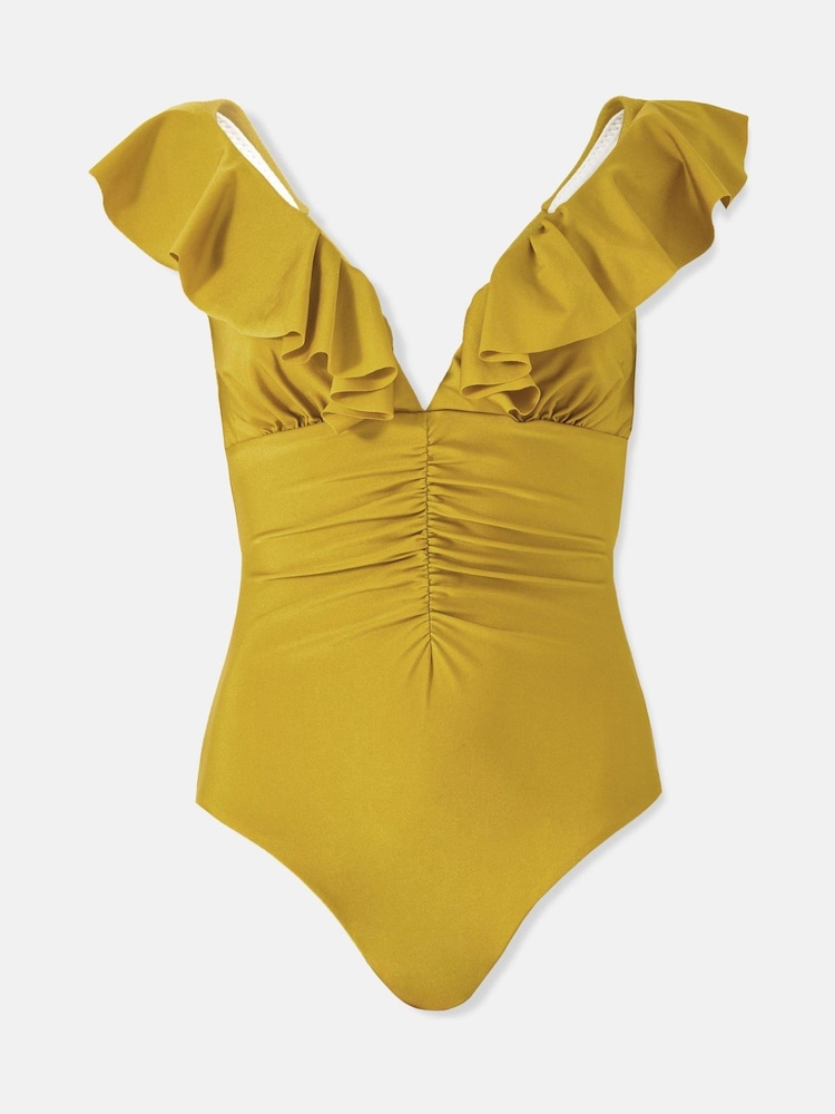 Mint Velvet Green Ruffle Plunge Tummy Control Swimsuit - Image 7 of 7