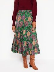 Boden Green Camilla Pleated Midi Skirt - Image 1 of 6
