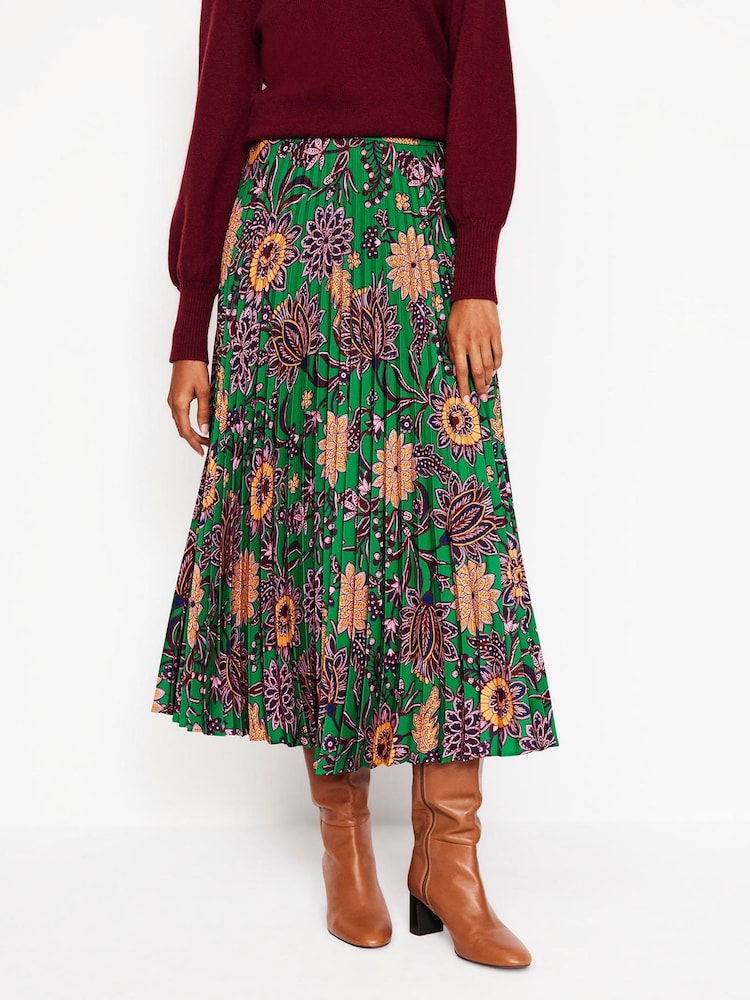 Boden Green Camilla Pleated Midi Skirt - Image 1 of 6 Boden Green Camilla Pleated Midi Skirt - Image 1 of 6