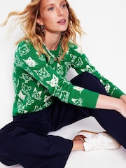 Boden Green Heather Jacquard Jumper - Image 1 of 5