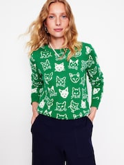 Boden Green Heather Jacquard Jumper - Image 4 of 5