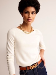 Boden Cream Eva Cashmere Boat Neck Jumper - Image 1 of 6
