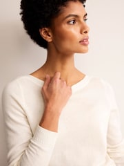Boden Cream Eva Cashmere Boat Neck Jumper - Image 2 of 6