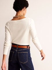 Boden Cream Eva Cashmere Boat Neck Jumper - Image 3 of 6