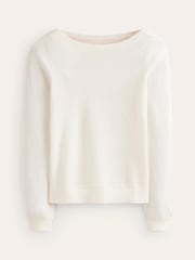 Boden Cream Eva Cashmere Boat Neck Jumper - Image 5 of 6