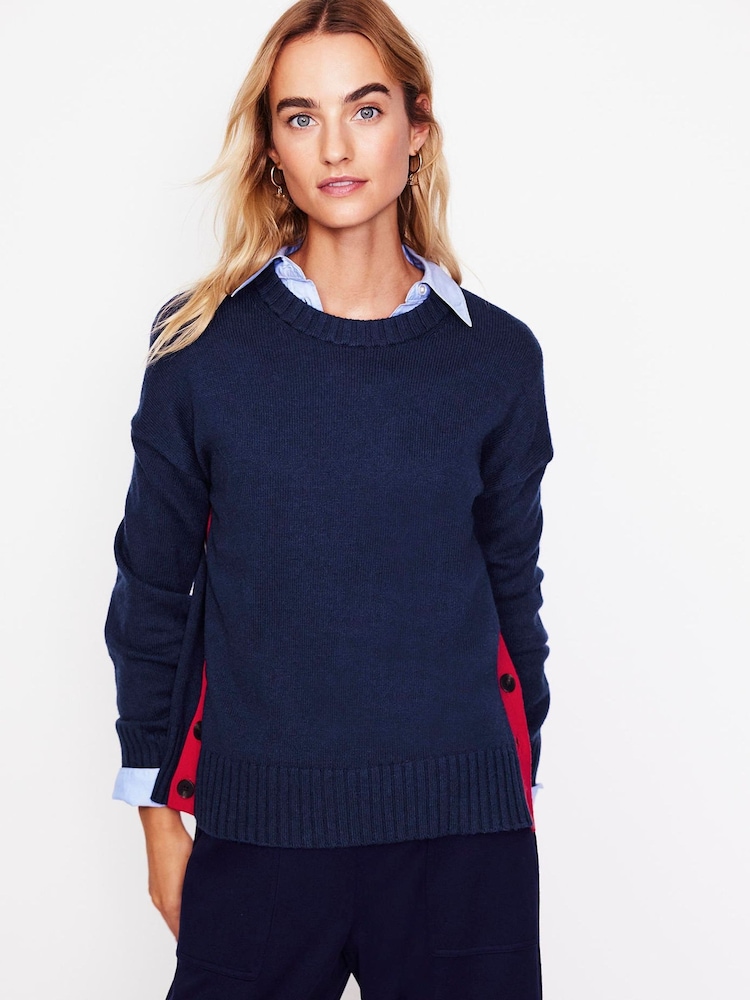 Blau - Boden Zia Pullover mit Knöpfen an der Seite - Bild 2 von 7 Blau - Boden Zia Pullover mit Knöpfen an der Seite - Bild 2 von 7