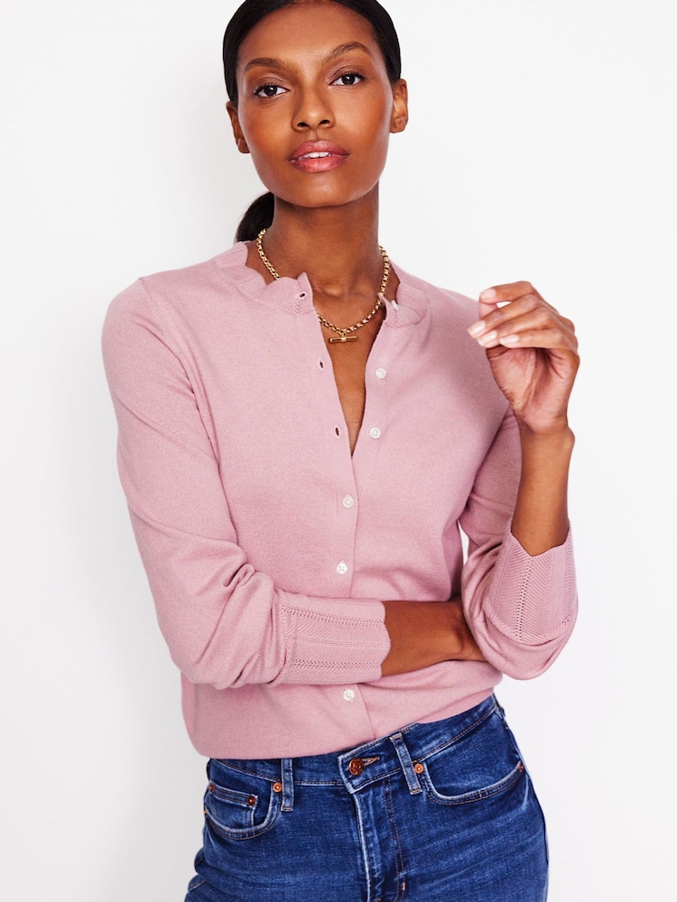 Boden Pink Imi Scalloped Cardigan - Image 1 of 6