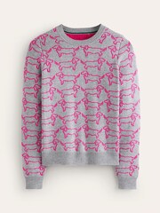 Boden Grey Heather Jacquard Jumper - Image 5 of 6