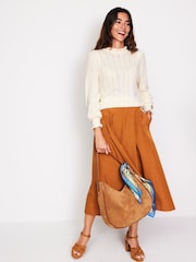 Boden Cream Tia Pointelle Frilled Jumper - Image 4 of 6