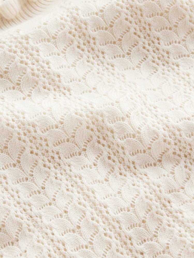 Boden Cream Tia Pointelle Frilled Jumper - Image 6 of 6