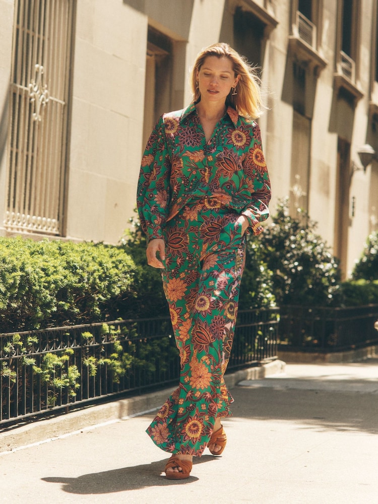 Boden Green Hammered Satin Shirt - Image 1 of 6